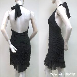 Malandrino black silk halter dress